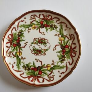 Tiffany & Co. Festive Dinner Plate with Red and Green Accents